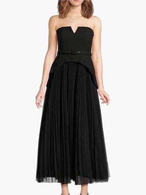 hutch pleated bustier maxi dress Hutch Amara Bustier Pleated Fit & Flare Midi Dress